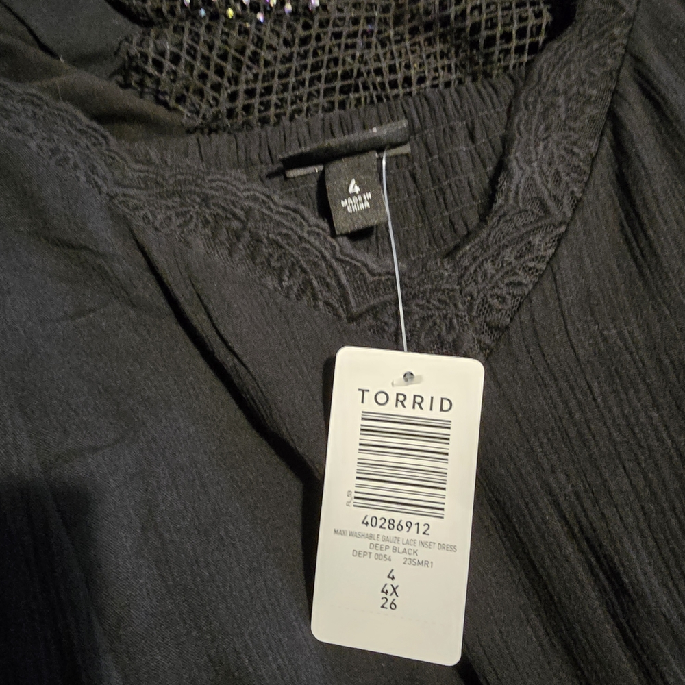 Torrid Black Maxi Dress with Lace Waist Insert 4x - Picture 6 of 7